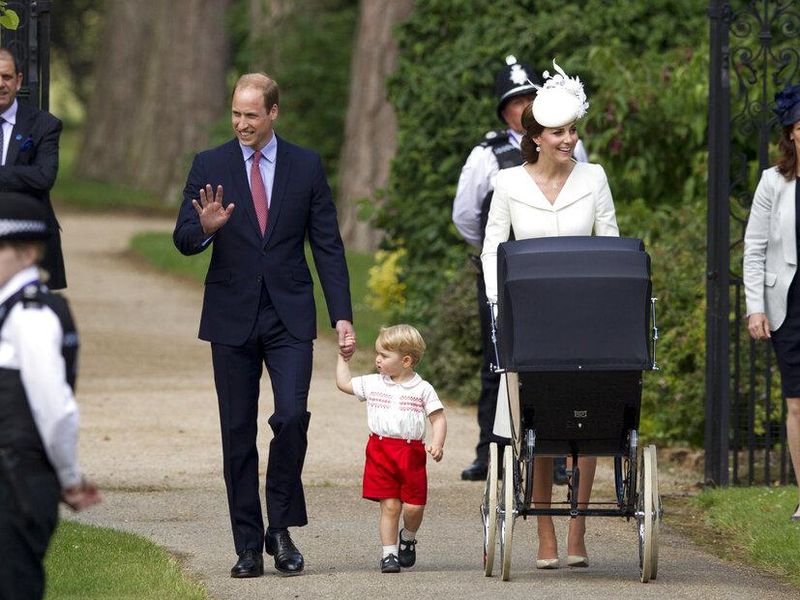 Britain's Prince William, Kate the Duchess of Cambridge, their son Prince George and daughter Princess Charlotte