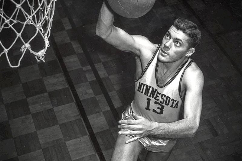 Bud Grant playing basketball at the University of Minnesota