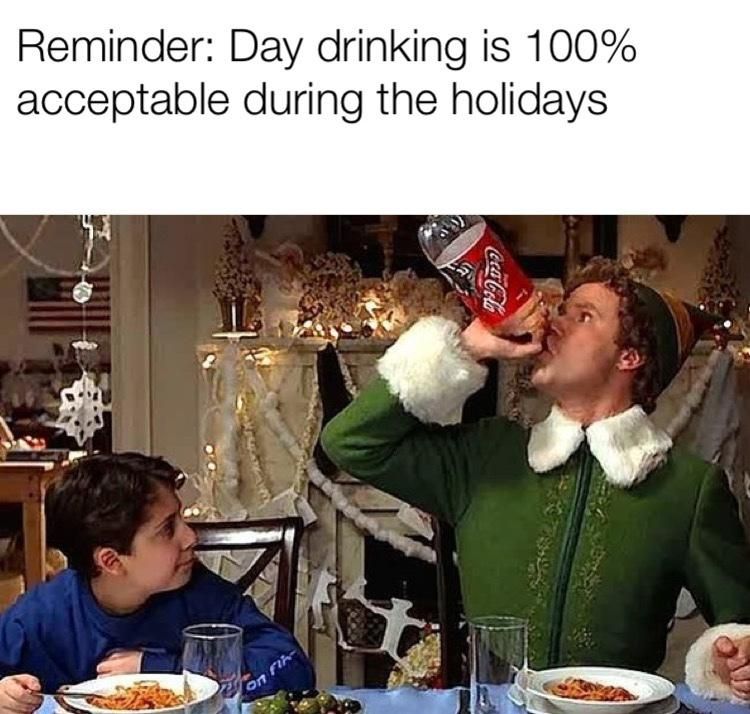 Buddy the Elf drinking