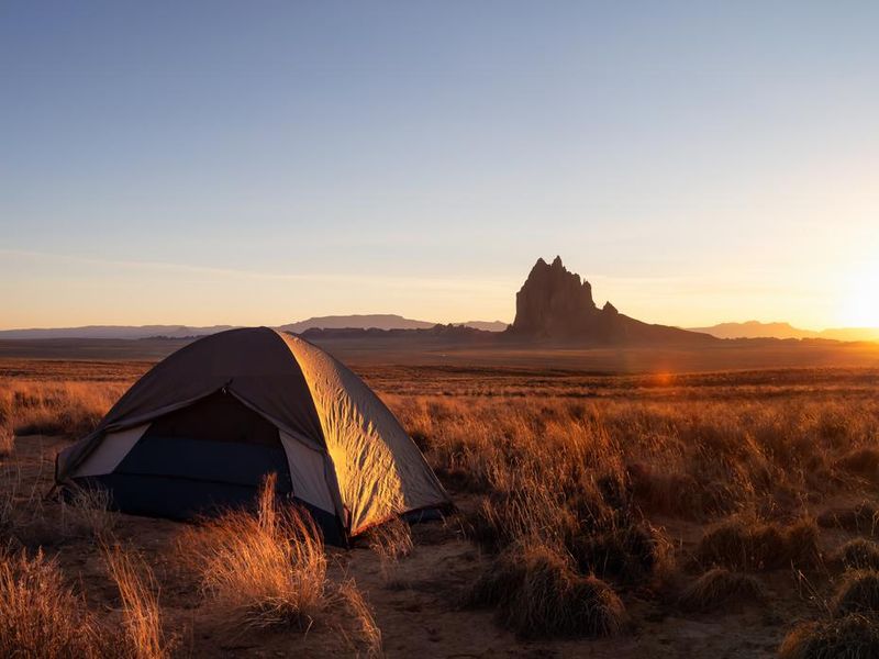 Camping in Shiprock in New Mexico