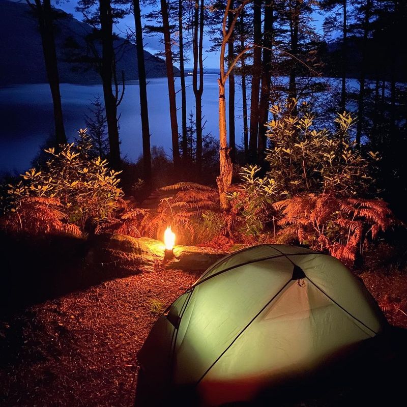 Camping near a lake