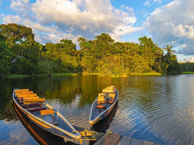 Canoes in the Amazon River