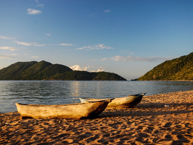 Canoes on the Lake Malawi, Malawi