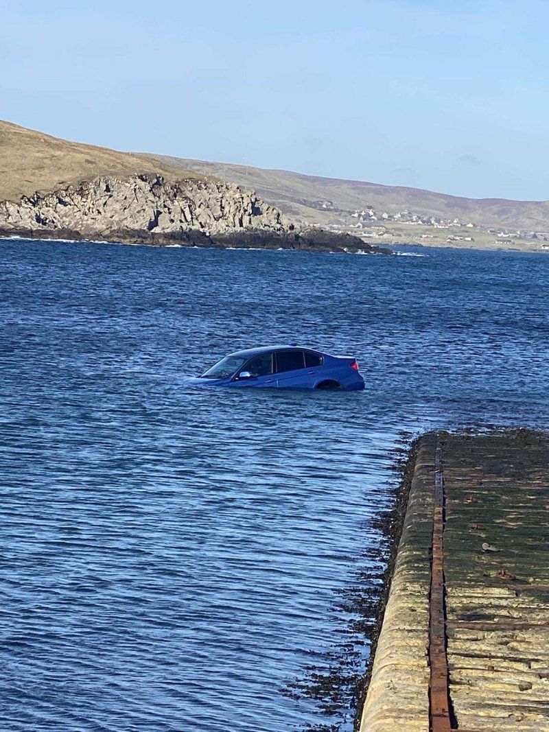 Car in the ocean