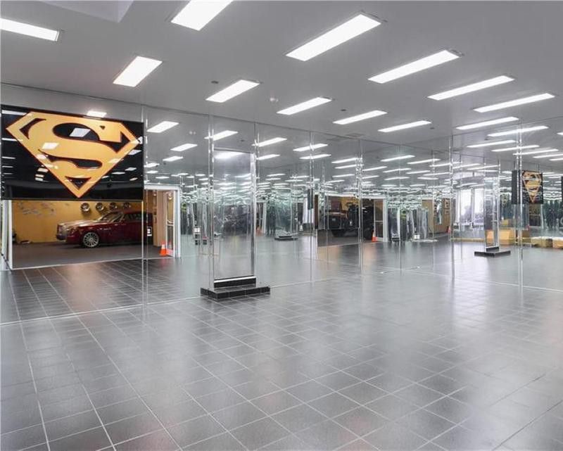 Car showroom with mirrors