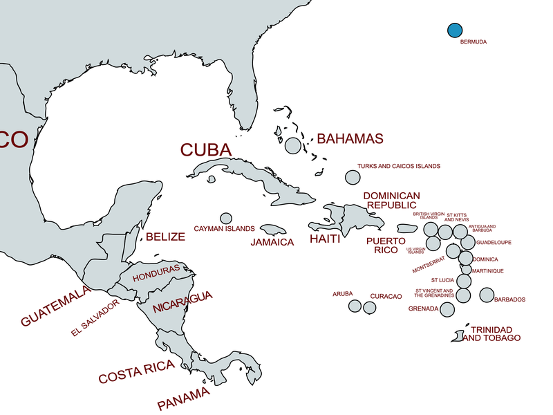 Caribbean Countries: Bermuda map