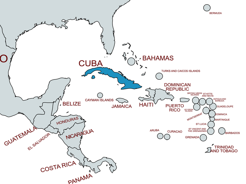 Caribbean Islands: Cuba map