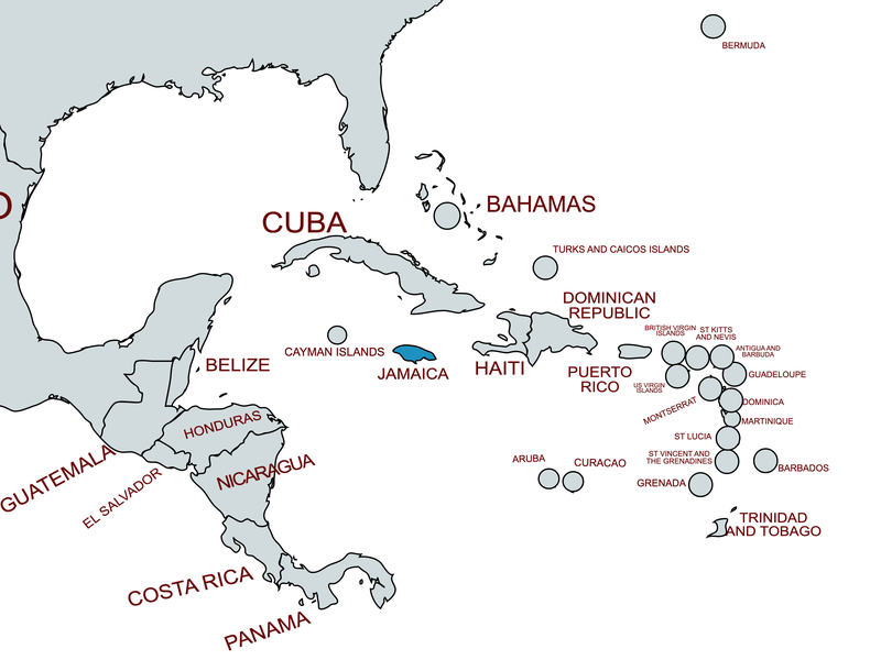 Caribbean Islands: Jamaica map