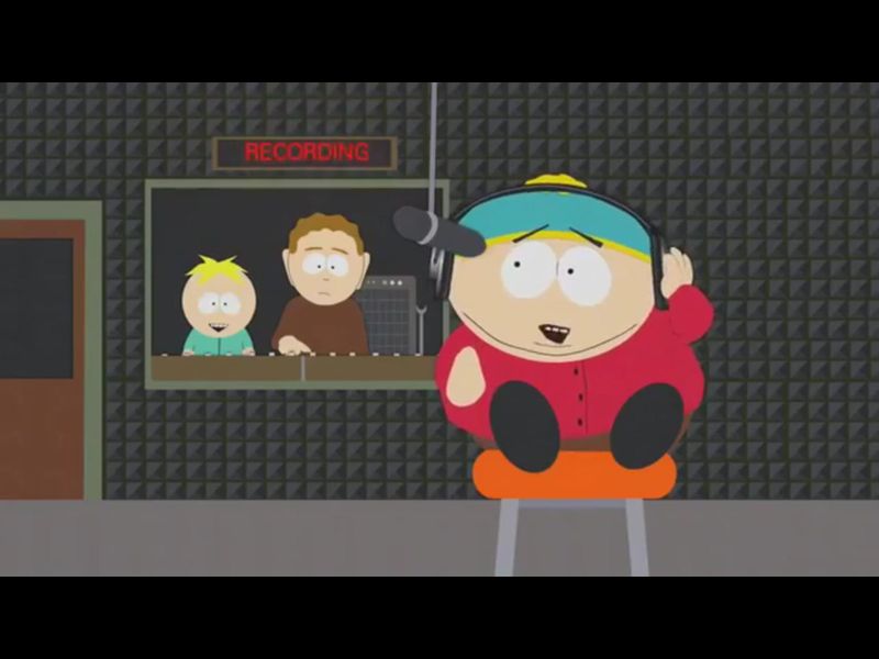 Cartman records an upbeat tune
