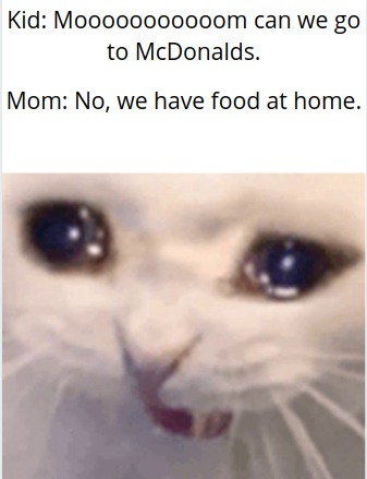 Cat asking mom to get McDonald's