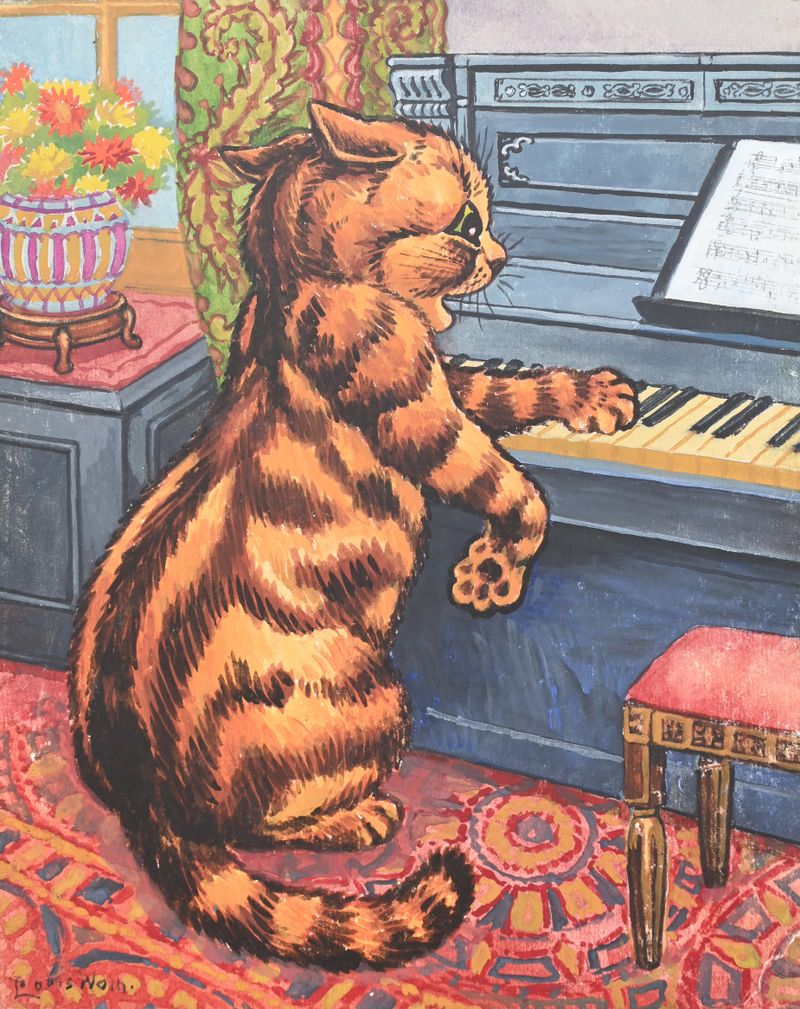 ‘Cat at a Piano’ by Louis Wain