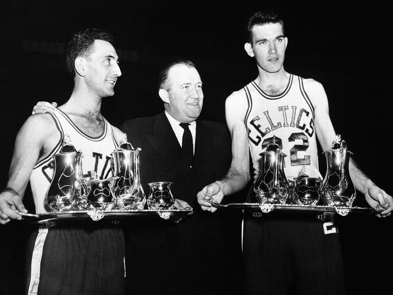Celtics' Bob Cousy presented with sterling silver tea service