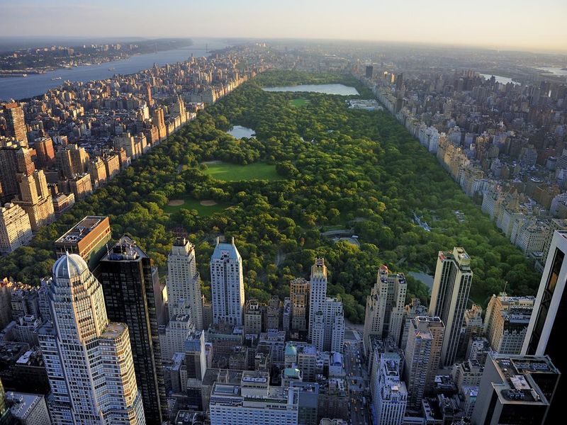Central Park aerial view, Manhattan, New York