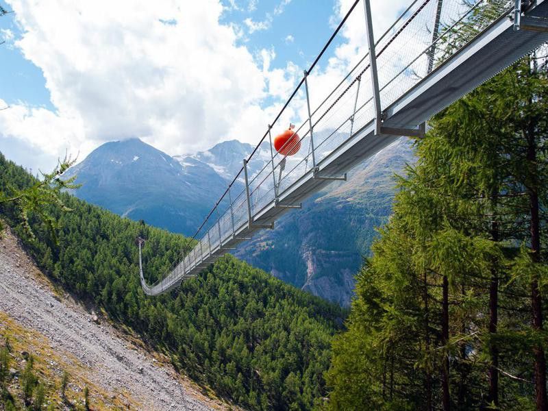 Charles Kuonen suspension bridge in Swiss Alps
