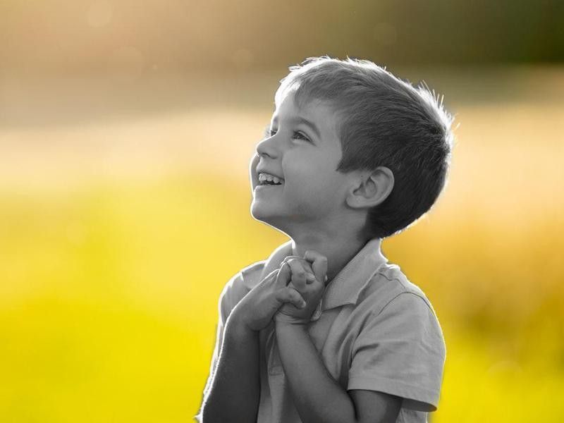 cheerful smiling little boy outdoors in summer sunlight
