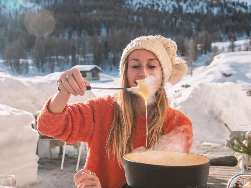cheese fondue in the mountains