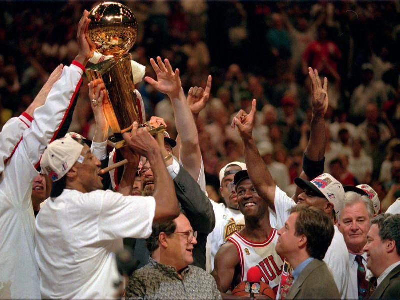 Chicago Bulls celebrate NBA Championship