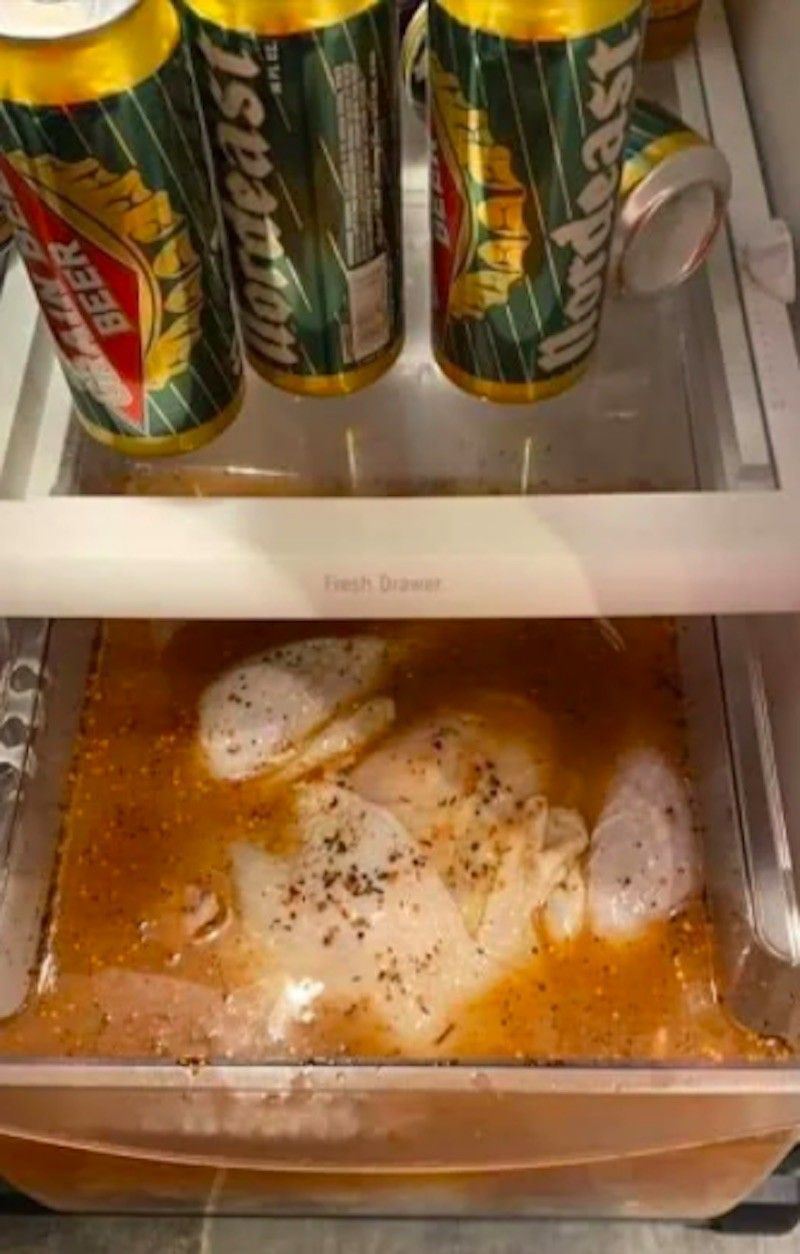 Chicken brining in fridge