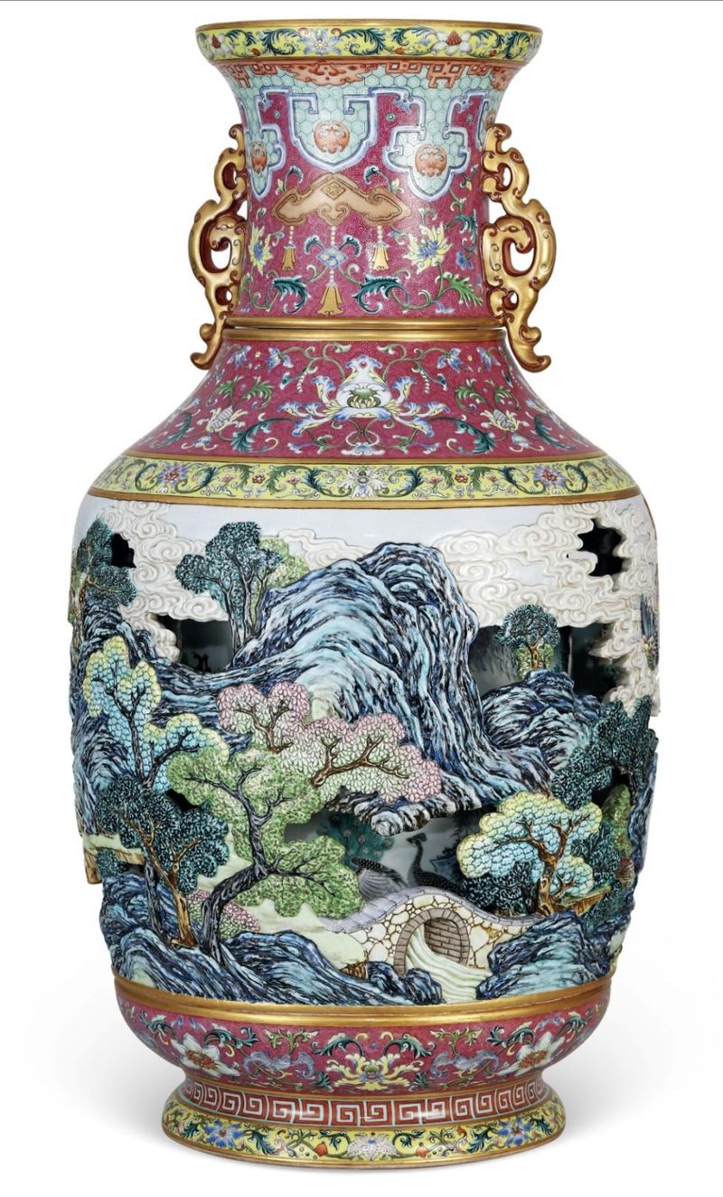 Chinese Imperial Phoenix Revolving Vase