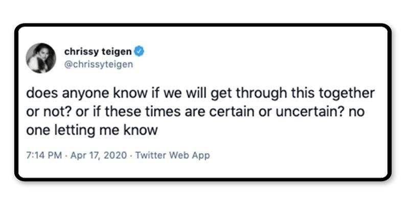 Chrissy Teigen's funny tweet about questions