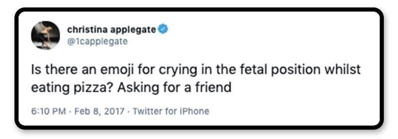 Christina Applegate tweet about crying while eating pizza