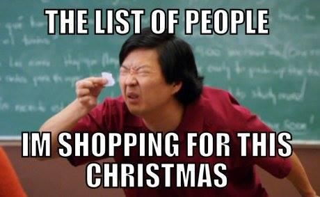 Christmas shopping list meme