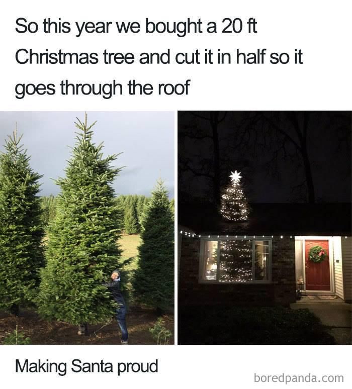 Christmas tree through the roof meme