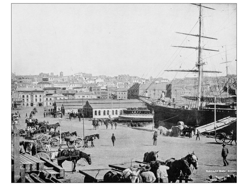 Circular Quay Harbour in Sydney, Australia, in 19th century