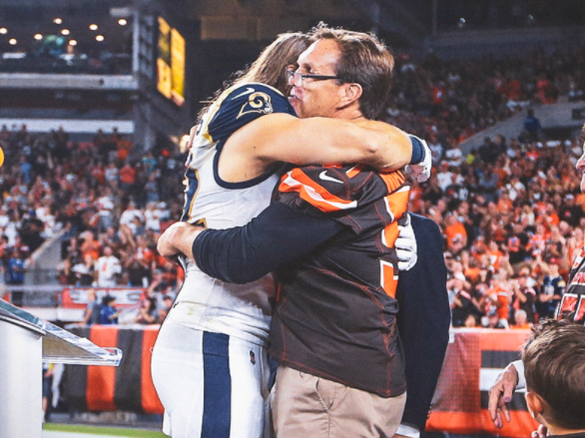 Clay Matthews III hugging his father