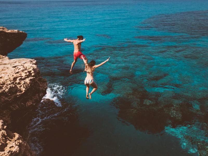 Cliff jumping in Cyprus