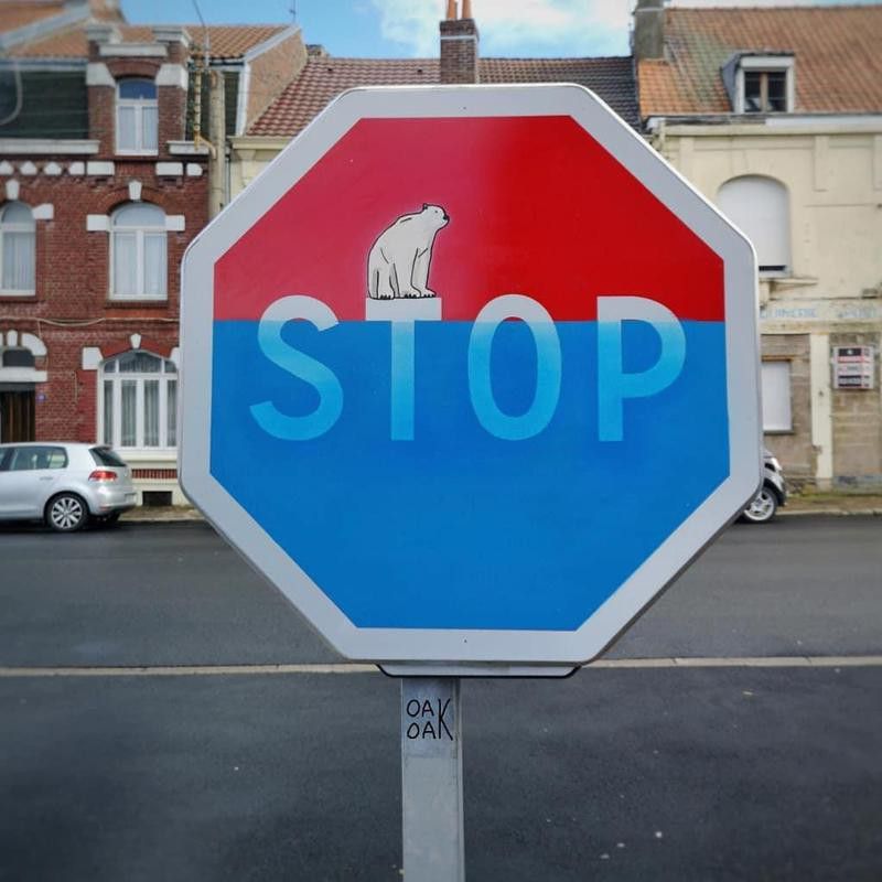 Climate change political street art