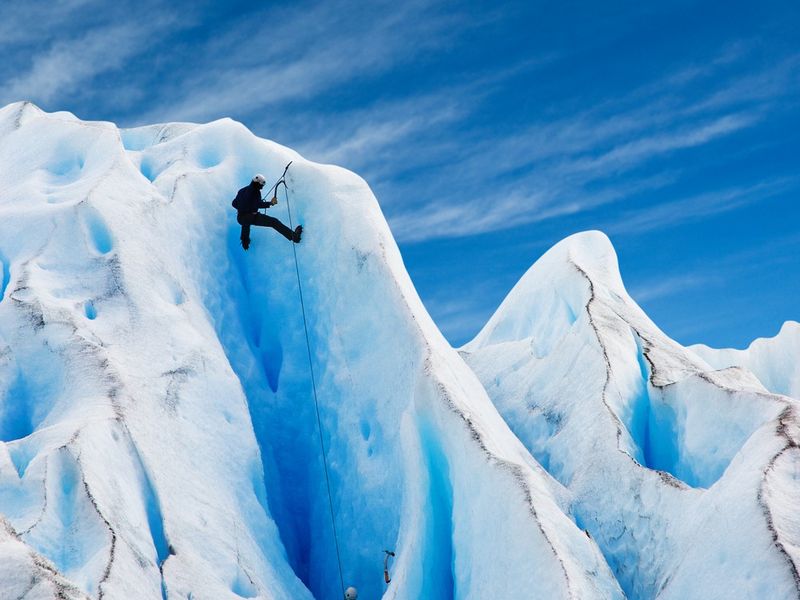 Climbers at Perito Moreno Glacier in Patagonia, Argentina.