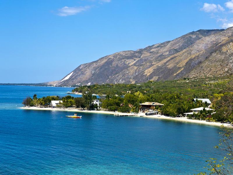 Coastline and blue water in Ouest Province in Haiti