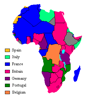 Colonial map of Africa in 1913