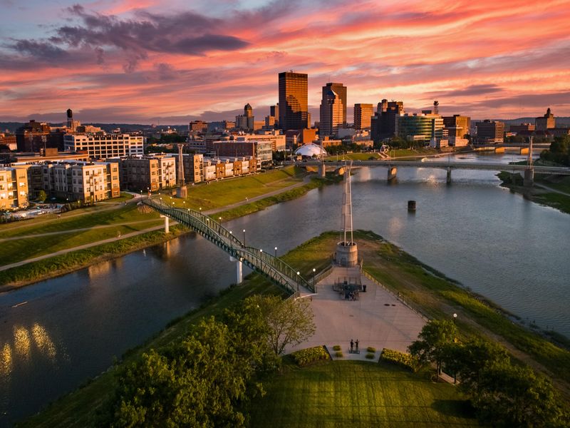 Colorful Cityscape Sunset in Dayton Ohio