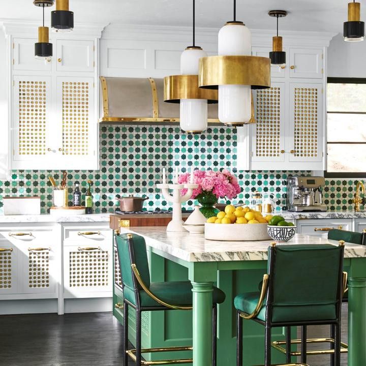 Colorful green kitchen