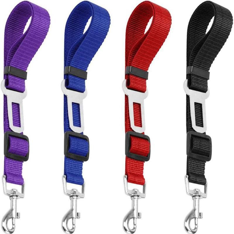 Colorful pack of dog seat belts