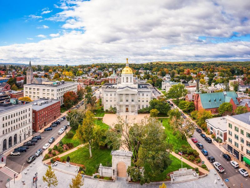 Concord, NH cityscape and New Hampshire State House