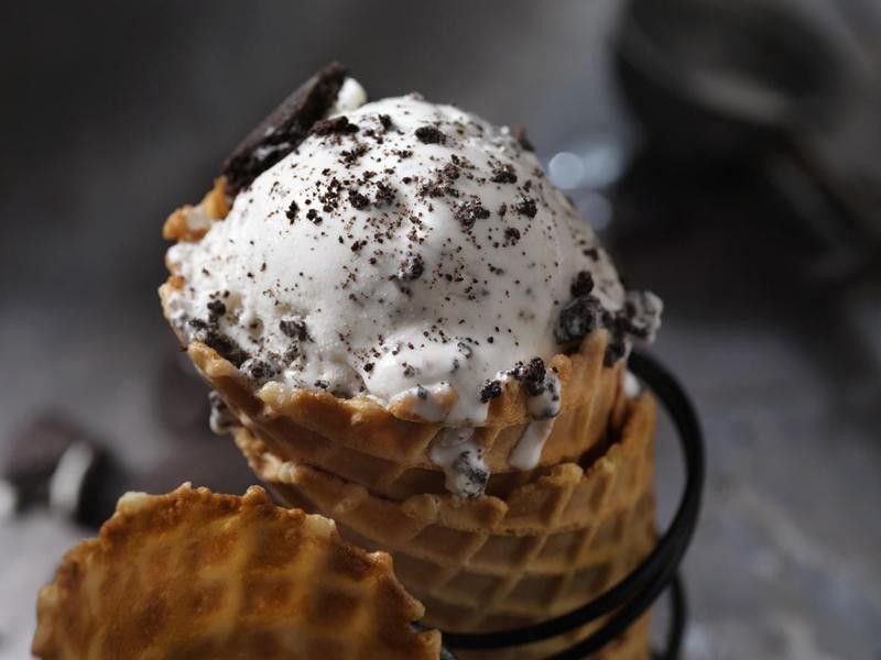 Cookies and Cream Ice Cream in a Waffle Cone
