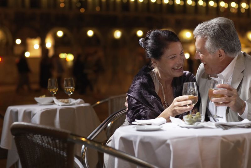 Couple at a restaurant in Venice, Italy