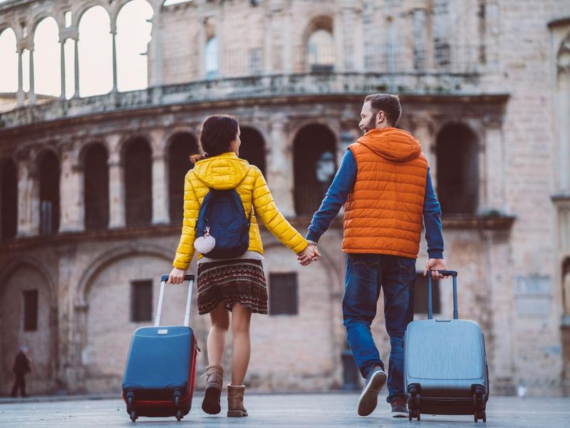 Couple traveling in Europe
