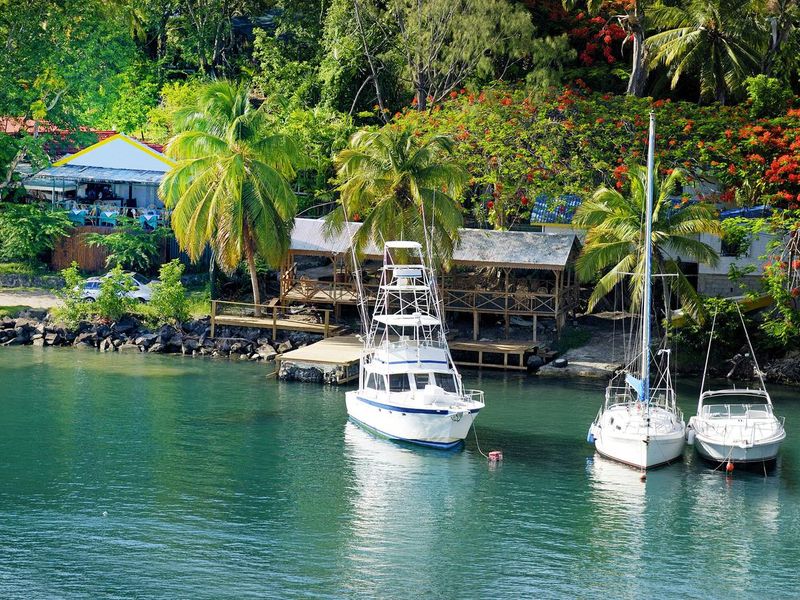 Cove in St. Lucia with boats