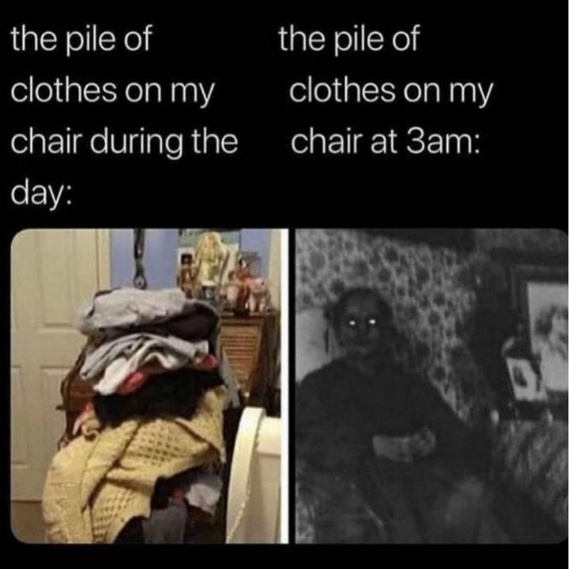 Creepy laundry pile meme
