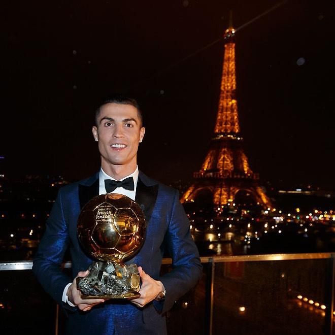 Cristiano Ronaldo holding trophy