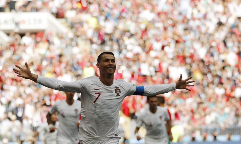 Cristiano Ronaldo of Portugal celebrates after scoring goal