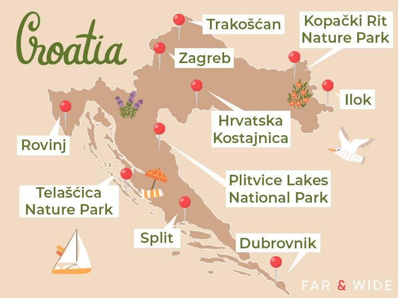 Croatia map of cool destinations