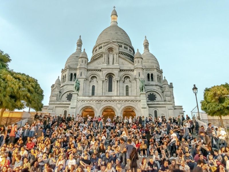 Crowded Basilica of Sacred Heart, Paris