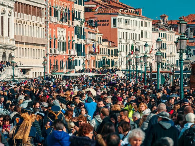 Crowded street in Venice, Italy