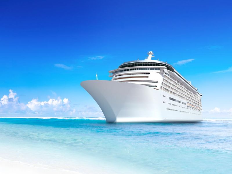 Cruise Ship with Wonderful Tropical Beach