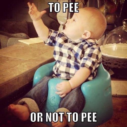 Cute Baby Meme: To pee or not to pee